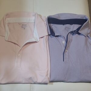 J. Crew Men's Light Pink and Lavender Performance Polos